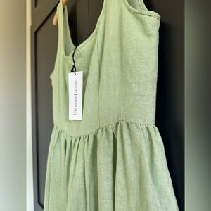 NWT • Christian Lacroix Light Green Linen Sleeveless Dress • 6